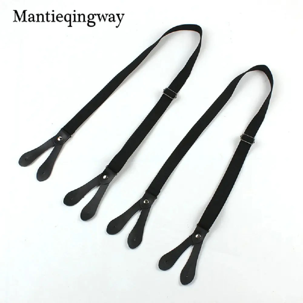 Black Mantieqingway модные однотонные Цвет мужские 8 Пуговицы Регулируемый Подтяжки для женщин унисекс эластичные Ремни Свадебные Бретели для нижнего белья партии Интимные аксессуары - Цвет: Black