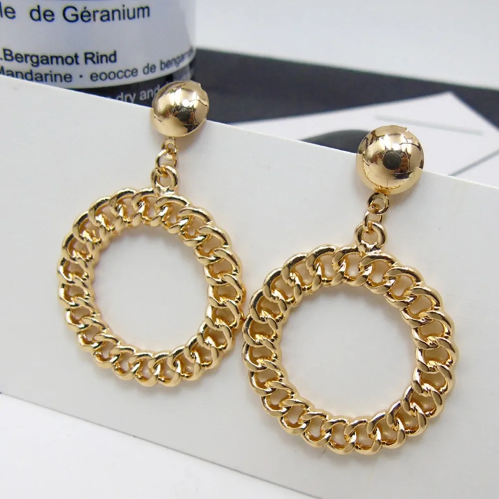 New Arrival Hip Hop Simple Chain Big Gold Hoop Earrings for Women Circle Earrings Brincos