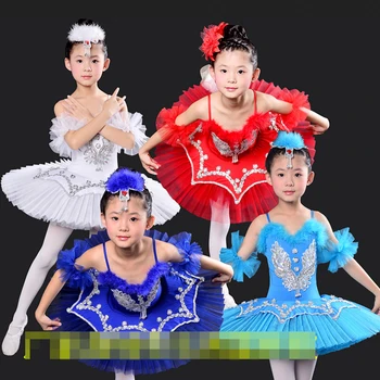 

2017 New Girls Blue White Ballet Tutu dancing Dress Children Swan Lake Ballet Costume Kids Performance Ballet Dancewear Dress