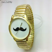 SmileOMG Mens Watches British style Fashion Metal strap Mustache Beard Cuff Wristwatch Watch Free Shiping Christmas