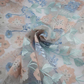 

Blue Comely Water Soluble Mesh Lace Fabric For Wedding Dress Embroidered Tissu au Metre Tecidos de Patchwork Fashion Telas Cloth