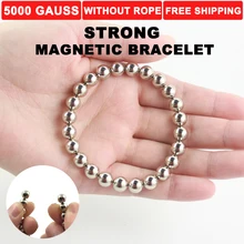 black round adjustable neodymium super magnetic therapy perpetual earth energy stone bracelet bangle for man font