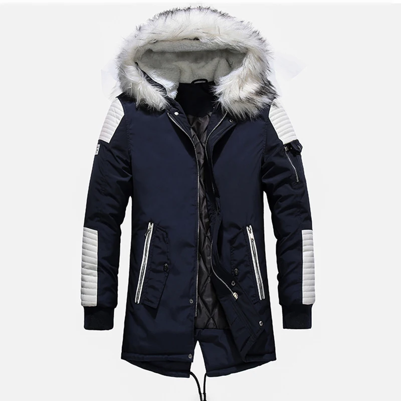 Зимние толстые мужские парки с большими карманами, ветрозащитное теплое пальто с меховым воротником и капюшоном, куртки Аляски, толстая мужская зимняя куртка, модная верхняя одежда