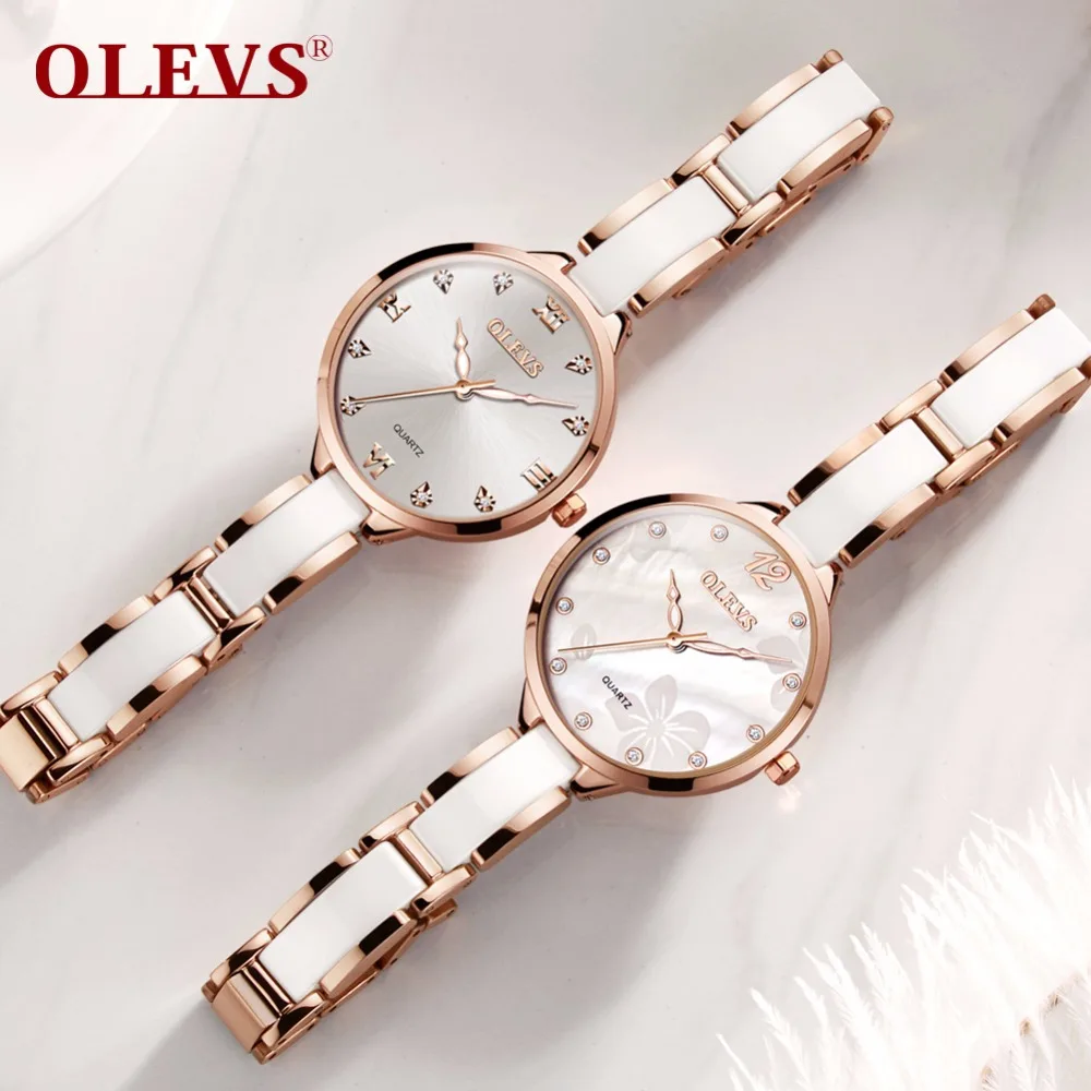 OLEVS Rose gold Luxury Women watches Steel ceramic womens watches with rhinestones Quartz Ladies watch waterproof relogio Clock OLEVS Rose gold Luxury Women watches Steel ceramic womens watches with rhinestones Quartz Ladies watch waterproof relogio Clock
