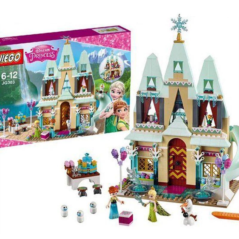 JG303 SY371 Snow Queen Princess Anna Elsa Building Blocks Arendelle Castle Celebration Compatible With Legoed 41068 Friend