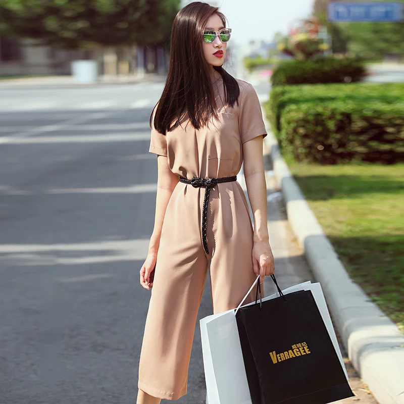 

Women's New Fashion Spring Summer Autumn High Waist Loose Slim Capri Pants Jumpsuits OL Style Calf-Length Pants Jumpsuits