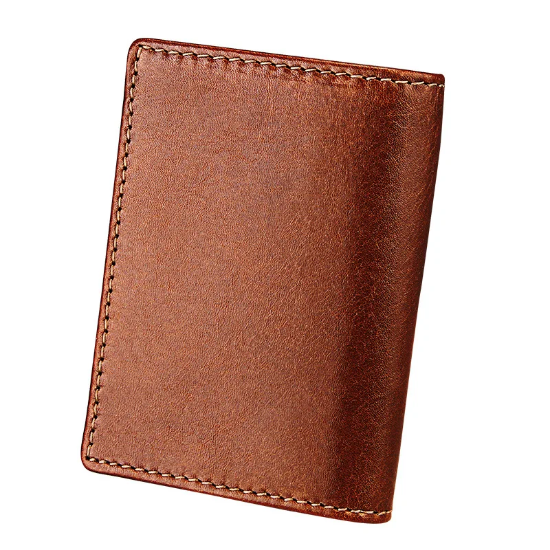 Genuine Leather Credit Card Holder Brand Designer Simple Vintage Large Capacity Business Card ...