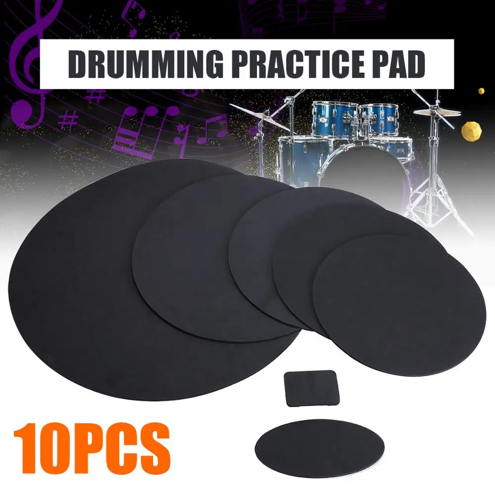 10Pcs New Rubber Foam Bass Sound Off Quiet Drums Mute Silencer Drumming Practice Pad Set Musical