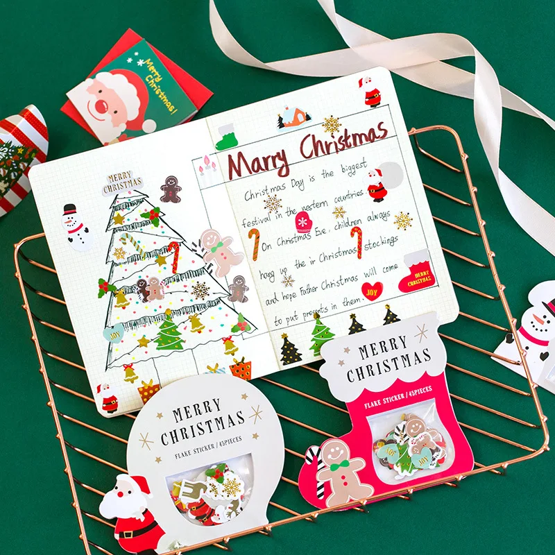 Christmas Snowman Santa Claus Decorative Stickers Adhesive Stickers Scrapbooking DIY Decoration Diary Stickers