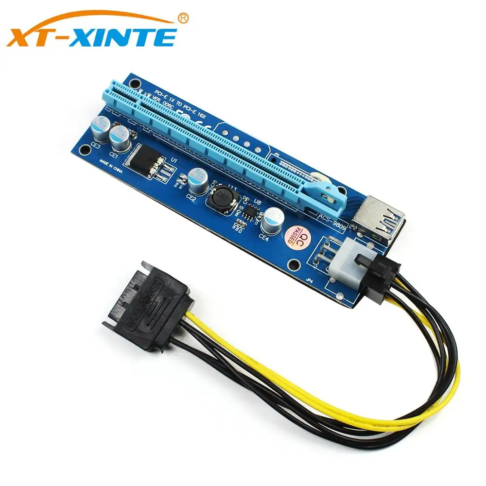 

Pci Express Riser Card 1x To 16x 6Pin GPU Usb 3.0 Extender X1 X16 Adapter Card PCIE SATA 6Pin Power Cable For Miner BTC Mining
