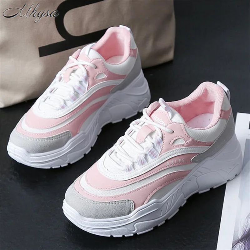 

Mhysa 2019 Spring Women's Chunky Sneakers Fashion Wild Comfortable Women Platform Shoes Lace Up Pink Female Casual Shoes T250
