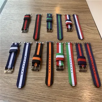 

Stripe Strap for Apple watch band 42mm 38mm Sport Loop correas iwatch 4 3 2 1 Nylon bracelet wrist belt 40 44MM Watchbands
