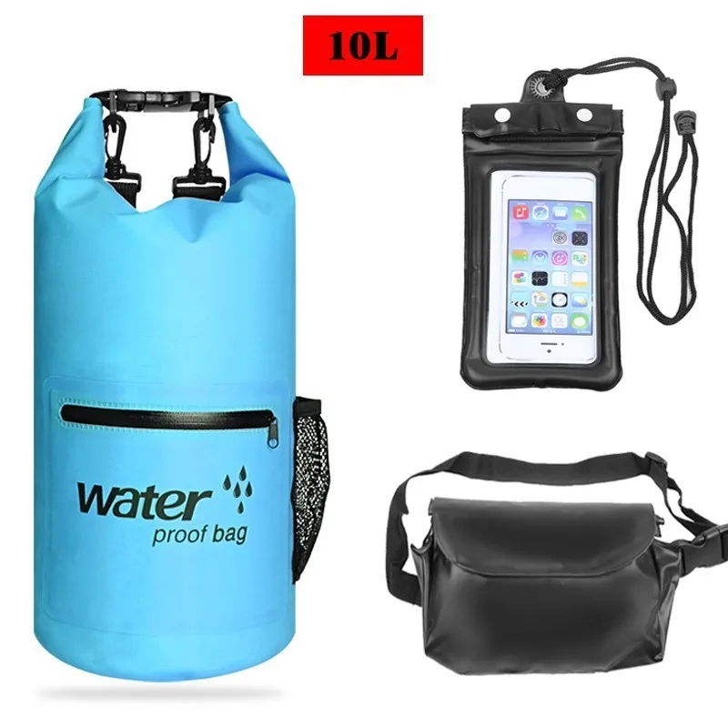 blue-10L 10L/20L водонепроницаемая сумка с сумкой для телефона сумка на талию наружная сухая сумка Каякинг плавание Кемпинг речной поход Водонепроницаемость - Цвет: blue-10L