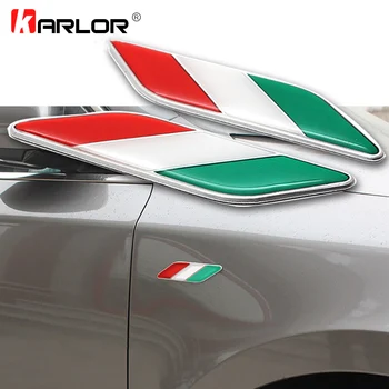 

Car Styling 1 Pair 3D Aluminum Italian Flag Fender Emblem Badge Car Stickers For Fiat Alfa Romeo 159 147 156 Abarth Accessories