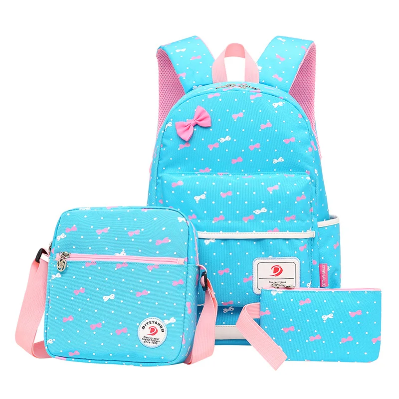 

3pcs/set Fashion printing School bags for teen girls Bow knapsack schoolbags Fresh lady travel backpacks school backpack mochila
