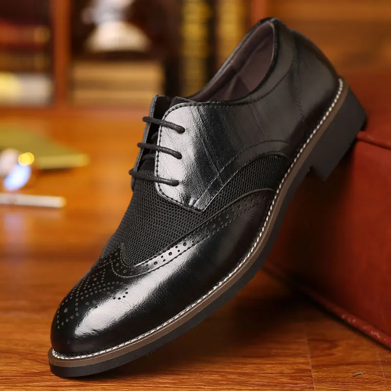 Мужские модельные туфли; обувь из натуральной кожи; обувь с перфорацией типа «броги» на шнуровке; Туфли-оксфорды на плоской подошве для мужчин; обувь для свадьбы, офиса, бизнеса; Мужская официальная обувь