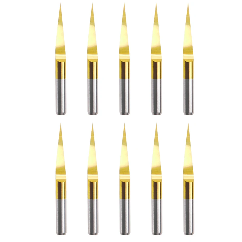 

10Pcs/Set Titanium Coated Carbide PCB Engraving CNC Bit Router Tools 10* 0.1mm Nice Gifts