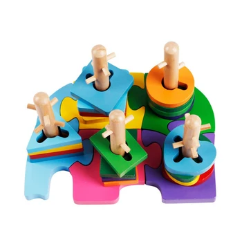 

Chanycore Baby Learning Educational Wooden Toys Geometric Shape Blocks Column Board Sorting Matching dn Montessori Gifts 4128