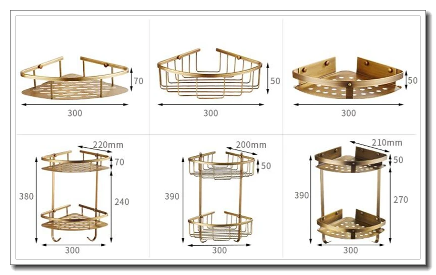 prateleira de canto para banheiro prateleira de cobre com prateleira quadrada de bronze antigo para banheiro
