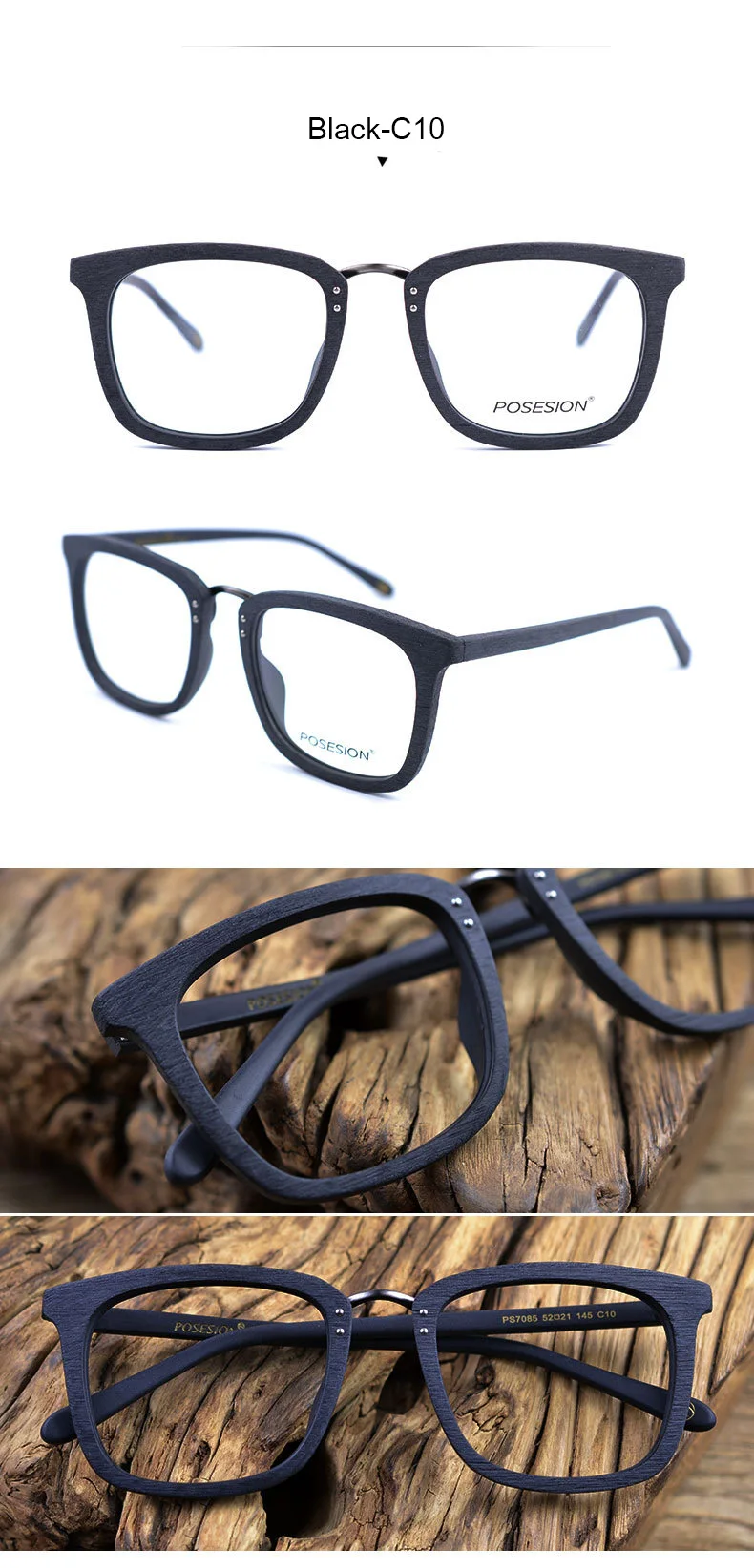 Hdcrafter quadros de óculos de madeira homem