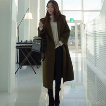 Woman Thicken Green Cashmere Palto Woolen Maxi Down Coat Autumn Long Warm Jacket Manteau Femmee Korean Cloak Winter Windbreaker