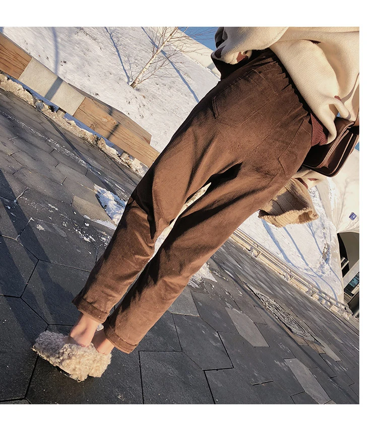 Mishow Вильветовые брюки с завышенной талией и карманами Новая коллекция осень-зима Повседневный стиль Материал полиэстер
