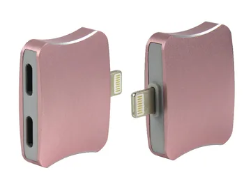 

STARAUDIO 2Pcs Pink Lightning to Audio 2 in1 Headphone Charger Adapter Connector For iPhone 7 plus Ipad PINKIPHONE Connector