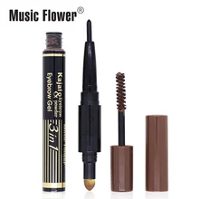 Официальный Music Flower набор для макияжа глаз тени для бровей+ гель для бровей с кистью длительный легко носить, быстро сохнут, Водонепроницаемый натуральный