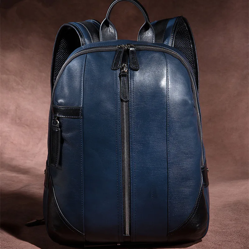 Mochila De Cuero genuino de alta calidad con envío gratuito, bolsa de viaje de moda para hombre, Mochila de piel de vaca 2018 nueva marca Pabojoe 100%