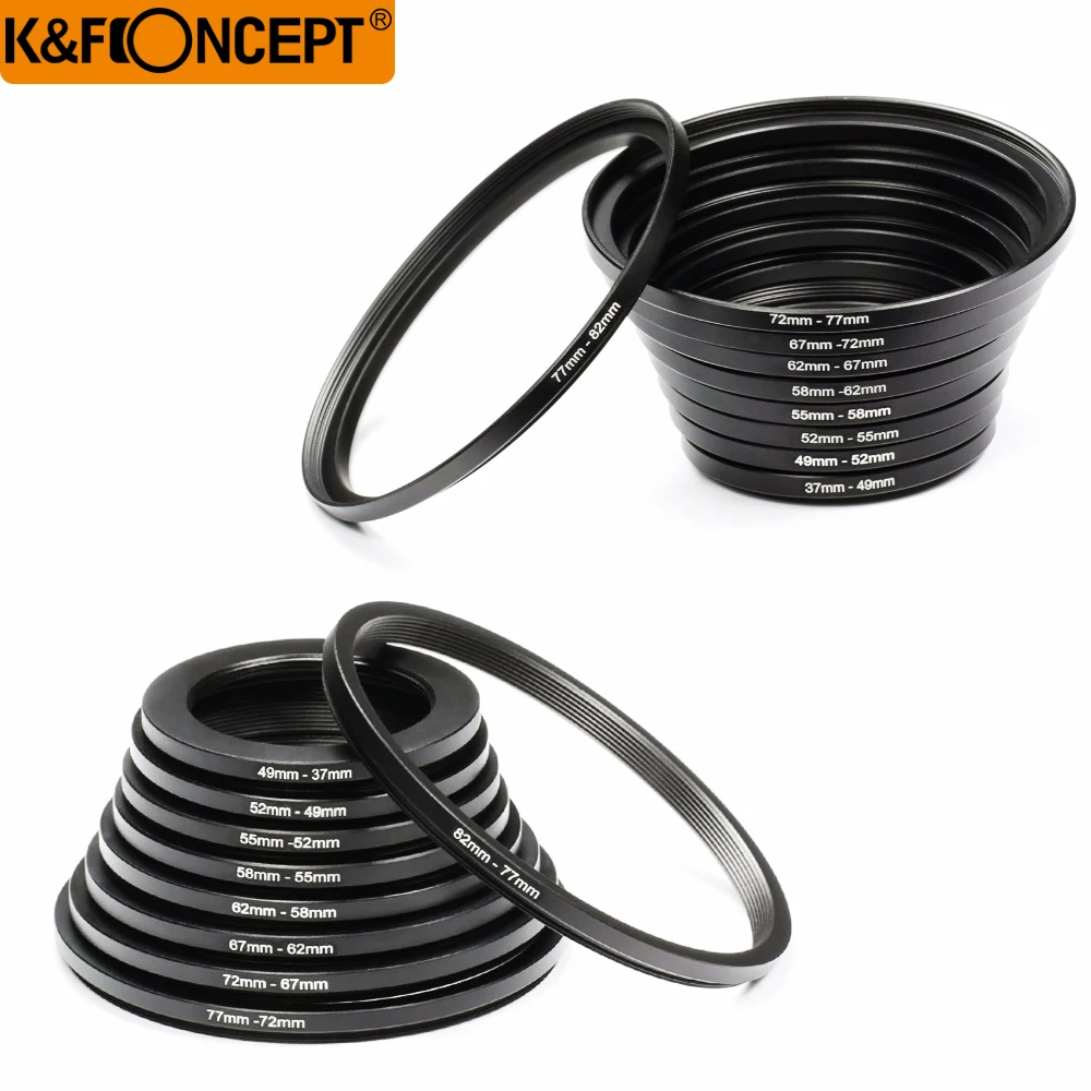 SET INCLUDE 8 ANELLI STEP-UP DA 49mm-82mm lens stepping ring FILTRO adapter ring