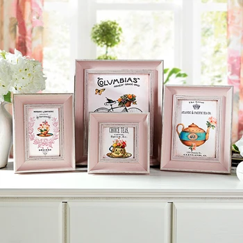 

4/6/7/10 inch Vintage Pink Picture Frames,Wooden Frames For Desktop Decoration, Wood Photo Frame,porta retrato,Home Gift,marcos