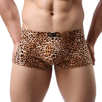 

Sexy Men's Boxer New Leopard-Print Sexy Low-Waist Sweat-Absorbing Flat-Angle Underwear Male Panties Tрусы Mужские