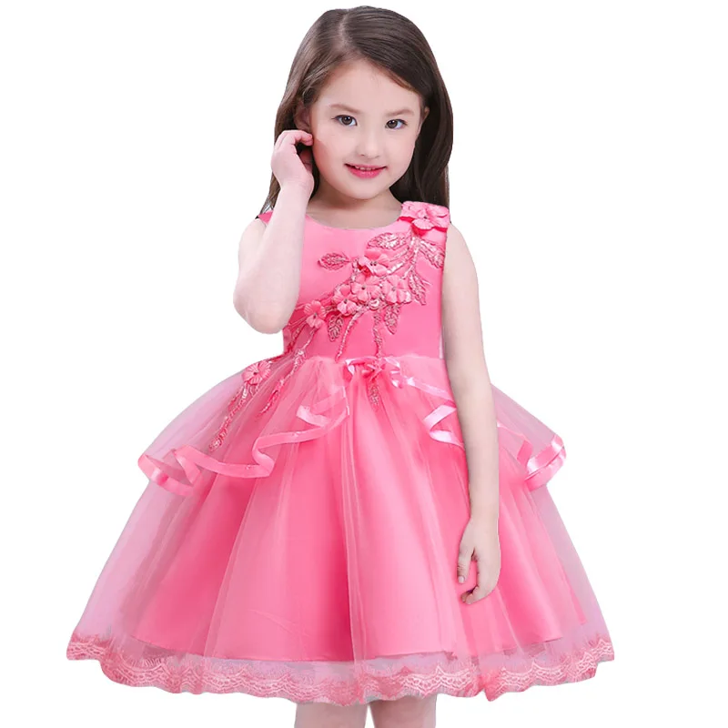 

2018 Teenage Girls Embroidered Dress Girls Elegant Formal Princess Dress 4-14 Years Kids Sleeveless Party Dresses Girls Clothes