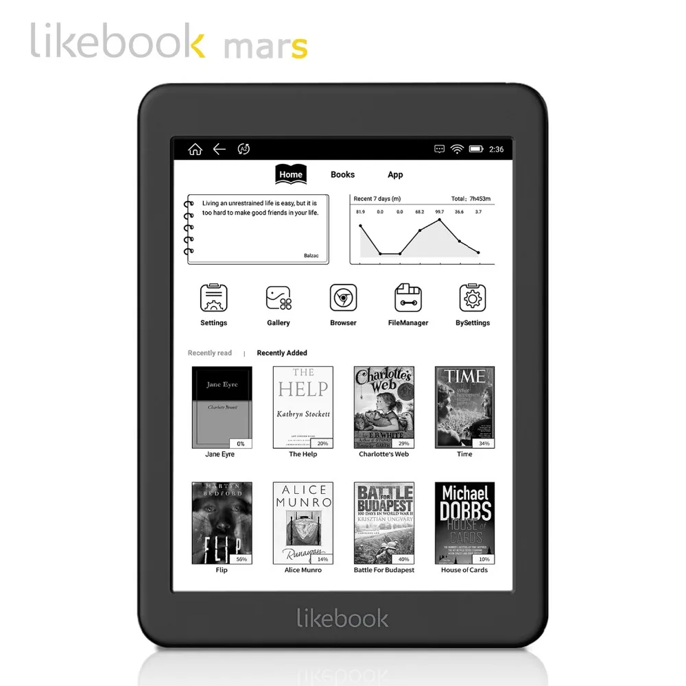 

Likebook Mars eBook Reader 7.8 inch BOYUE T80D e-ink eReader 8 Core Android 6.0 2g/16g Card slot 64G extend Front Light e-Book