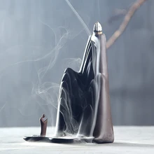 Керамический обратный поток благовоний горелка с Буддой статуя креативные горные воды орнаменты для ароматерапии домашние ремесла+ 10 шт. благовоний конусов