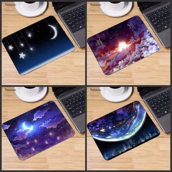 

Yuzuoan Moon Sky Stars Night Cityscape MousePads Computer Laptop Anime Mouse Mat Size for 18x22cm 25x29cm Rubber Mousemat