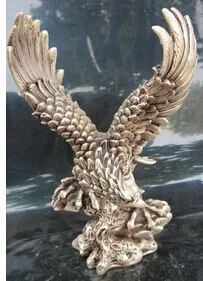 

Rare silver gilt brass antique collection Fengshui Eagle wings Beast Statue