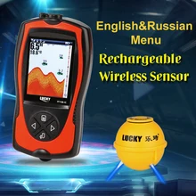 LUCKY FF1108 1CWLA Rechargeable Wireless Fish Finder font b Sonar b font Russian Language Sensor 45M