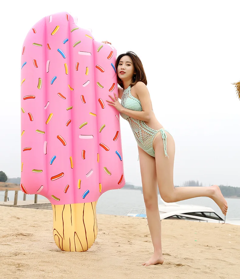 Мода Плавание утолщенной мультфильм Мороженое Плавающие кровать Надувные игрушки поплавок гигантские надувные взрослых бассейн плоты