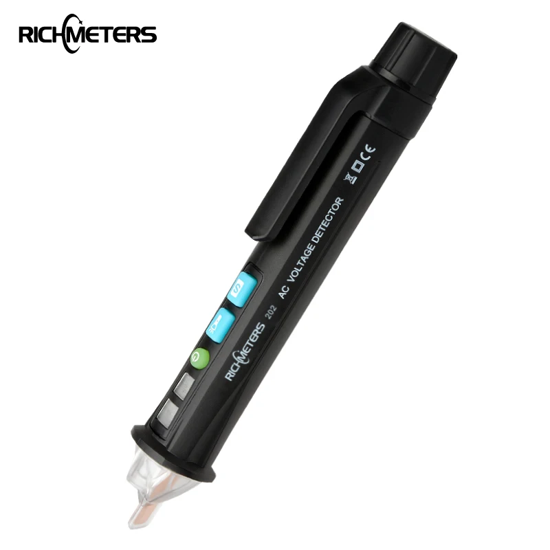 

RICHMETERS 202 AC VOLTAGE TESTER METER NCV Non Contact 12V-1000V Electric Indicator Led Outlet Detector
