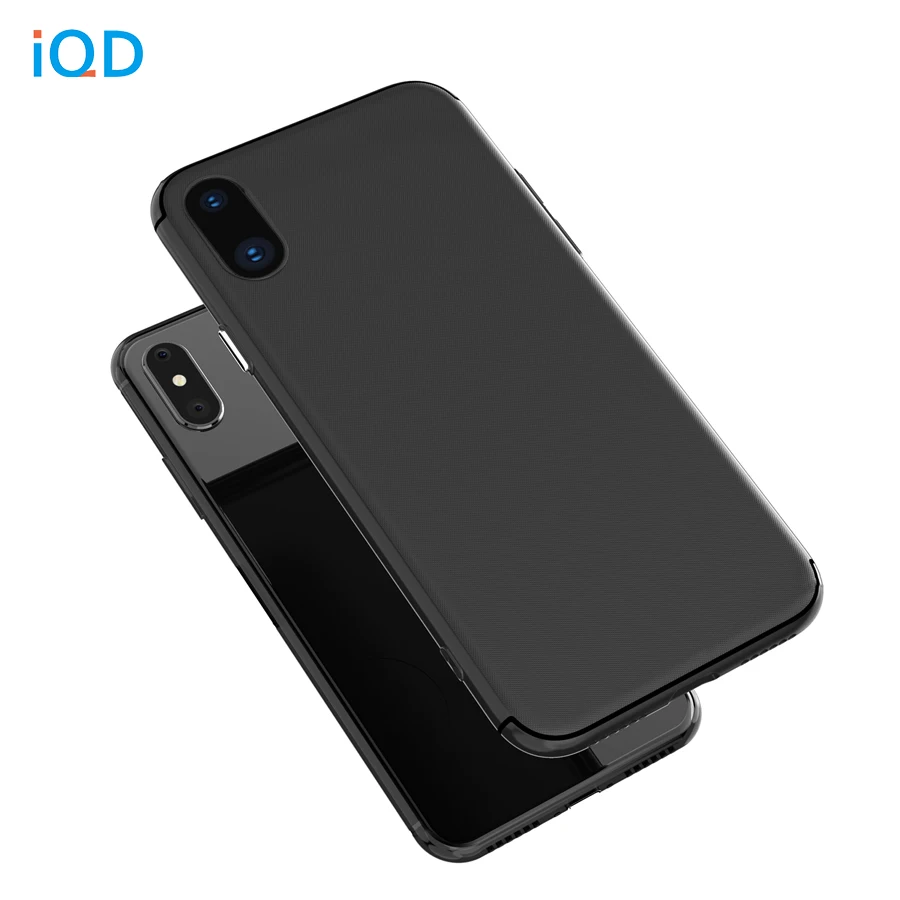 

IQD For iPhone X 8 7 6S 6 Plus Case Invisible Built-in Magnetic Metal Plate Ultra Thin TPU Bumper Protective Cases Cover Black