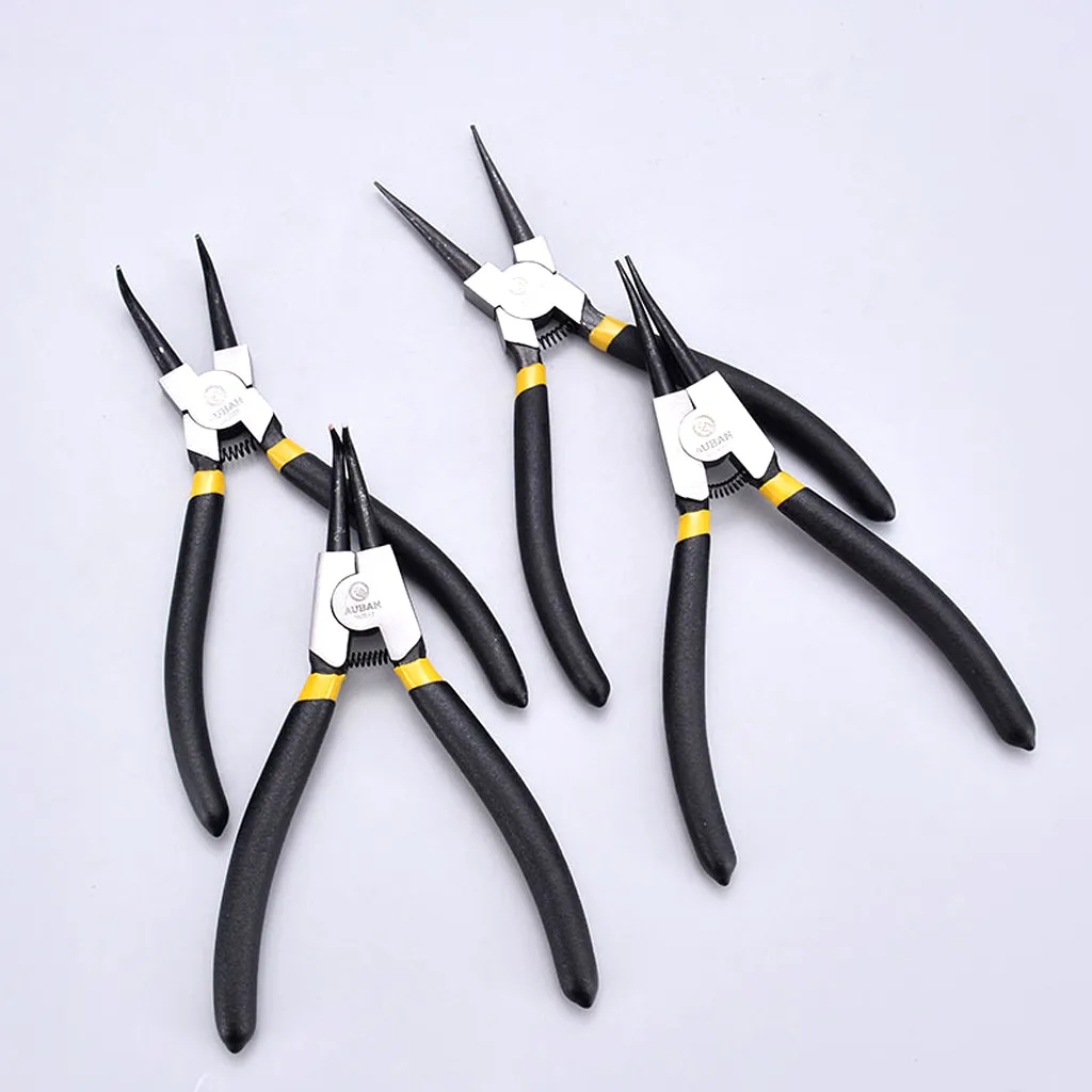 

4pcs/set 7 Inch Internal External Curved Straight Pliers Retaining Clips Snap Ring Tip Circlip Pliers For Useful Hand Tool