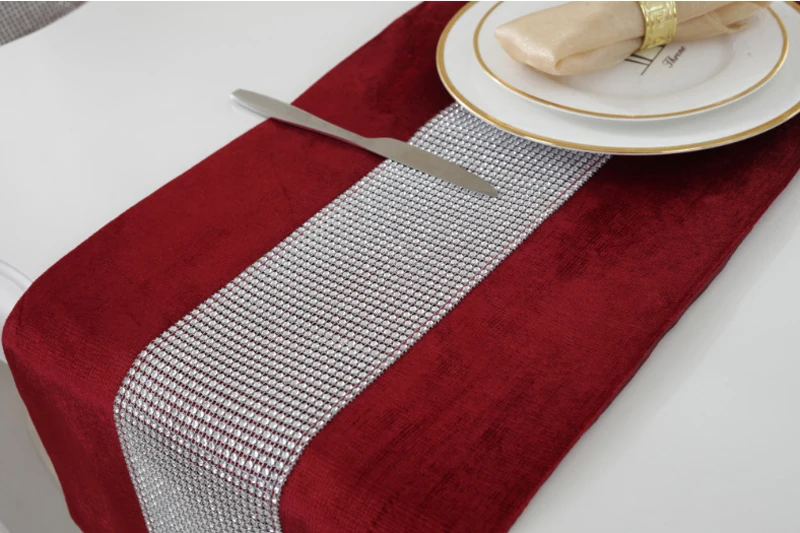 Атласная настольная дорожка скатерть покрытие стола для банкета Свадебная вечеринка украшения - Цвет: Table runner Wine