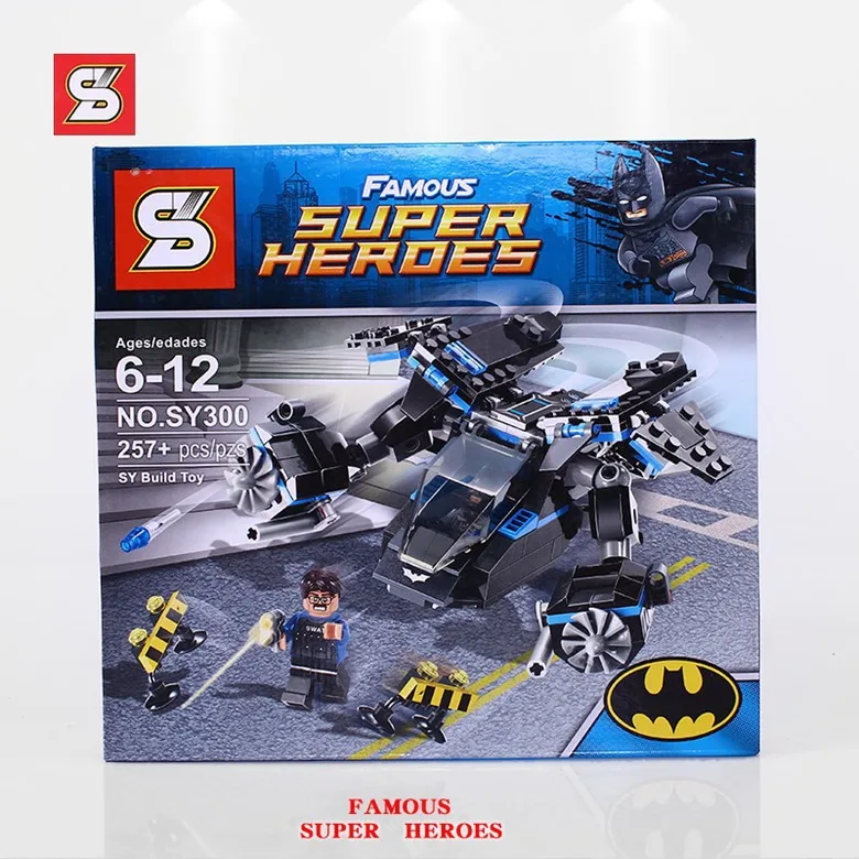 

2015 New SY300 Super Hero Avenger Batman VS Commissioner James Gordon Helicopter Warplane Building Blocks Sets Education Toys