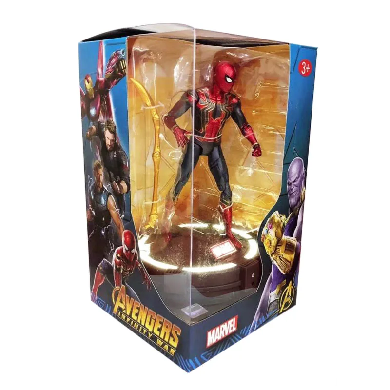 

Marvel Avengers Infinity War Spiderman Super Hero Iron Spider with LED Light Up Base Action Figure Model Toys 18cm
