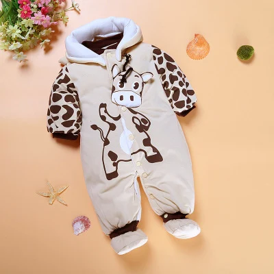 Nuevo Bebé de invierno ropa de invierno extraíble con capucha mamelucos mariquita/vacas Bebe niños y niñas mono caliente gruesa guardapolvos Nuevo Bebé de invierno ropa de invierno extraíble con capucha mamelucos mariquita/vacas Bebe niños y niñas mono caliente gruesa guardapolvos