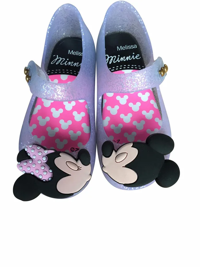 Melissa Микки и обувь с Минни сандали для девочек блестящая мягкая обувь дети милые сандалии для девочек 14,5-17 см - Цвет: Серебристый