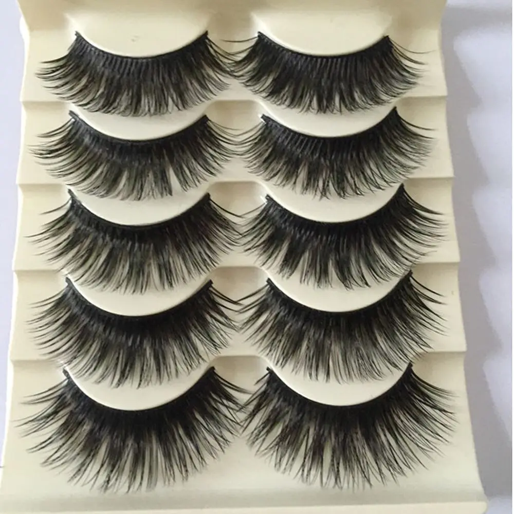 5 Pairs 3D Soft Faux Mink False Eyelashes Thick Handmade Wispy Fluffy Cross Long Lashes Natural Makeup Eyelash Extension Tools - Цвет: other