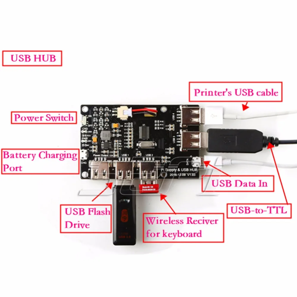 52Pi! 5-Порты и разъёмы 3800 мАч USB 2,0 концентратор Питание модуль для Raspberry Pi 3/2 Модель B/A+/Pi Zero