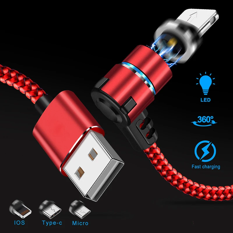 

90 Degree Magnetic Cable Micro USB Type C Fast Charging Cable Microusb Type-C Magnet Charger For iPhone 7 8 X Xs XR Xiaomi USB-C